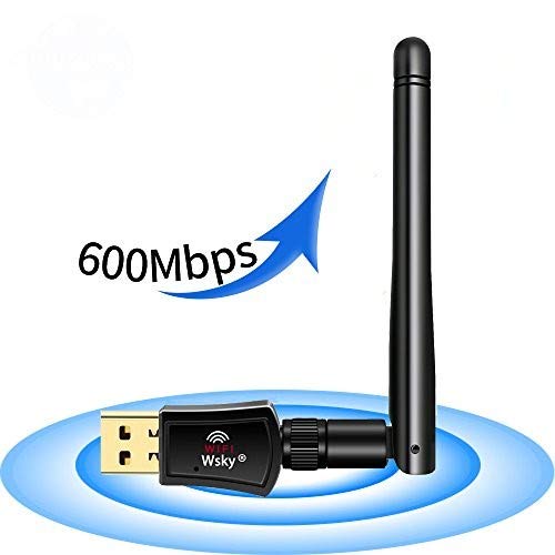 Wsky Wireless USB WiFi Adapter - AC 600M Dual Band (2.4G/150Mbps+5G/433Mbps), USB WiFi Network Dongle Adapter, Support Windows XP/Vista/7/8/8.1/10 (32/64bits) MAC OS