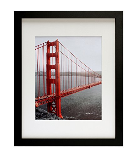 Book Cover Frametory, 11x14 Black Picture Frames - Made to Display Pictures 8x10 with Mat or 11x14 Without Mat - Wide Molding - Pre-Installed Wall Mounting Hardware (Black)