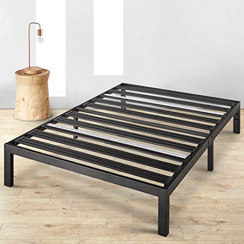 Mellow Rocky Base E 14" Platform Bed Heavy Duty Steel Black, w/ Patented Wide Steel Slats (No Box Spring Needed) - Twin XL