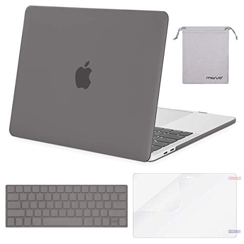 Book Cover MOSISO MacBook Pro 15 inch Case 2019 2018 2017 2016 Release A1990 A1707, Plastic Hard Shell &Keyboard Cover &Screen Protector &Storage Bag Compatible Newly MacBook Pro 15 Touch Bar, Gray