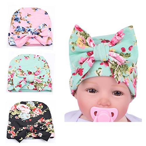 Xinshi Newborn Hat Soft Turban Baby Girl Big Bow Knot Cap