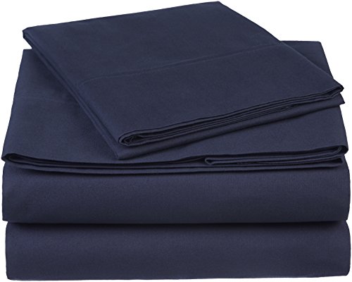 Book Cover Amazon Brand â€“ Pinzon 300 Thread Count Organic Cotton Bed Sheet Set - Twin, Navy Blue