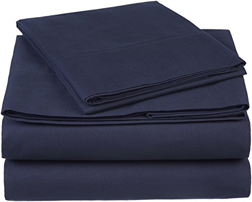 Amazon Brand â€“ Pinzon 300 Thread Count Organic Cotton Bed Sheet Set - Twin, Navy Blue