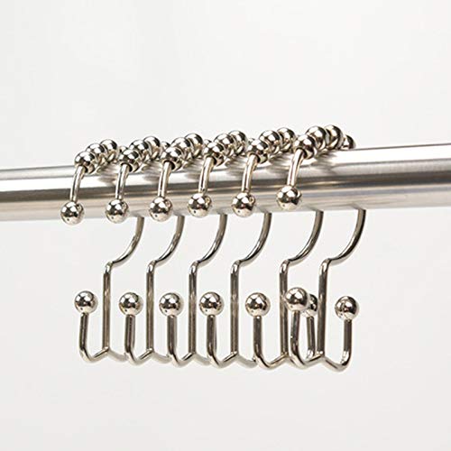 BlueSnail Metal Double Glide Shower Ring, Brushed Nickel, Set of 12