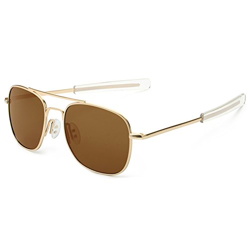 WELUK Men's Pilot Sunglasses Polarized 55mm Military Style with Bayonet Temples