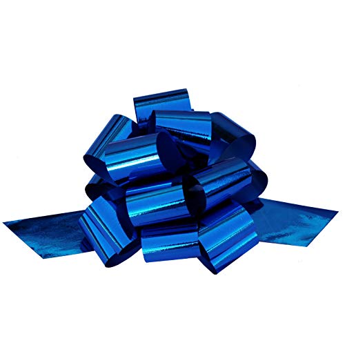 Metallic Royal Blue Decorative Bows - 5" Wide, Set of 10, Veteran's Day, Christmas, Gift Bows, Birthday, Police Support, Swag, Presents, Gift Basket, Easter, 4th of July