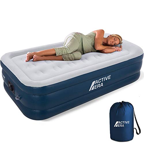 Book Cover Active Era Premium Twin Air Mattress (Single) with Built-in Pump and Raised Pillow - Elevated Inflatable Airbed 75