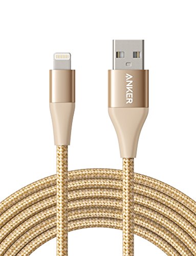 Book Cover Anker Powerline+ II Lightning Cable (10ft), MFi Certified for Flawless Compatibility with iPhone Xs/XS Max/XR/X / 8/8 Plus / 7/7 Plus / 6/6 Plus / 5 / 5S and More(Gold)
