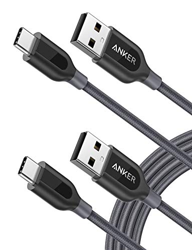 Book Cover [2-Pack] Anker Powerline+ USB C to USB A Fast Charging Cable, for Samsung Galaxy Note 8 / S8 / S8+ / S9 /S10, Sony XZ, LG V20 / G5 / G6, Xiaomi 5 and More (3ft)(Black)