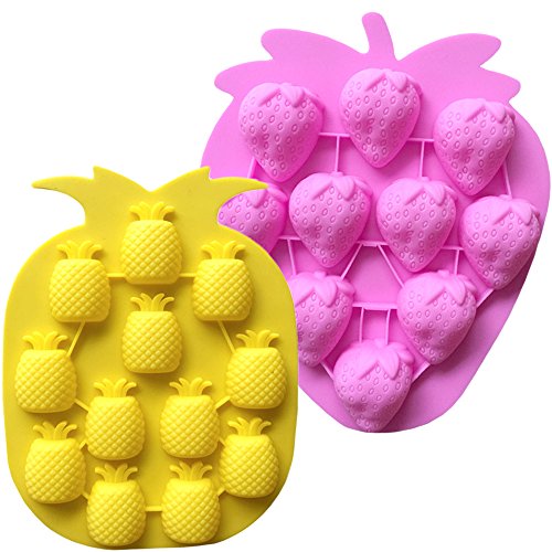 IHUIXINHE Food Grade Silicone Mold, Non-stick Ice Cube Mold, Jelly, Biscuits, Chocolate, Candy, Cupcake Baking Mould, Muffin pan (Fruit)