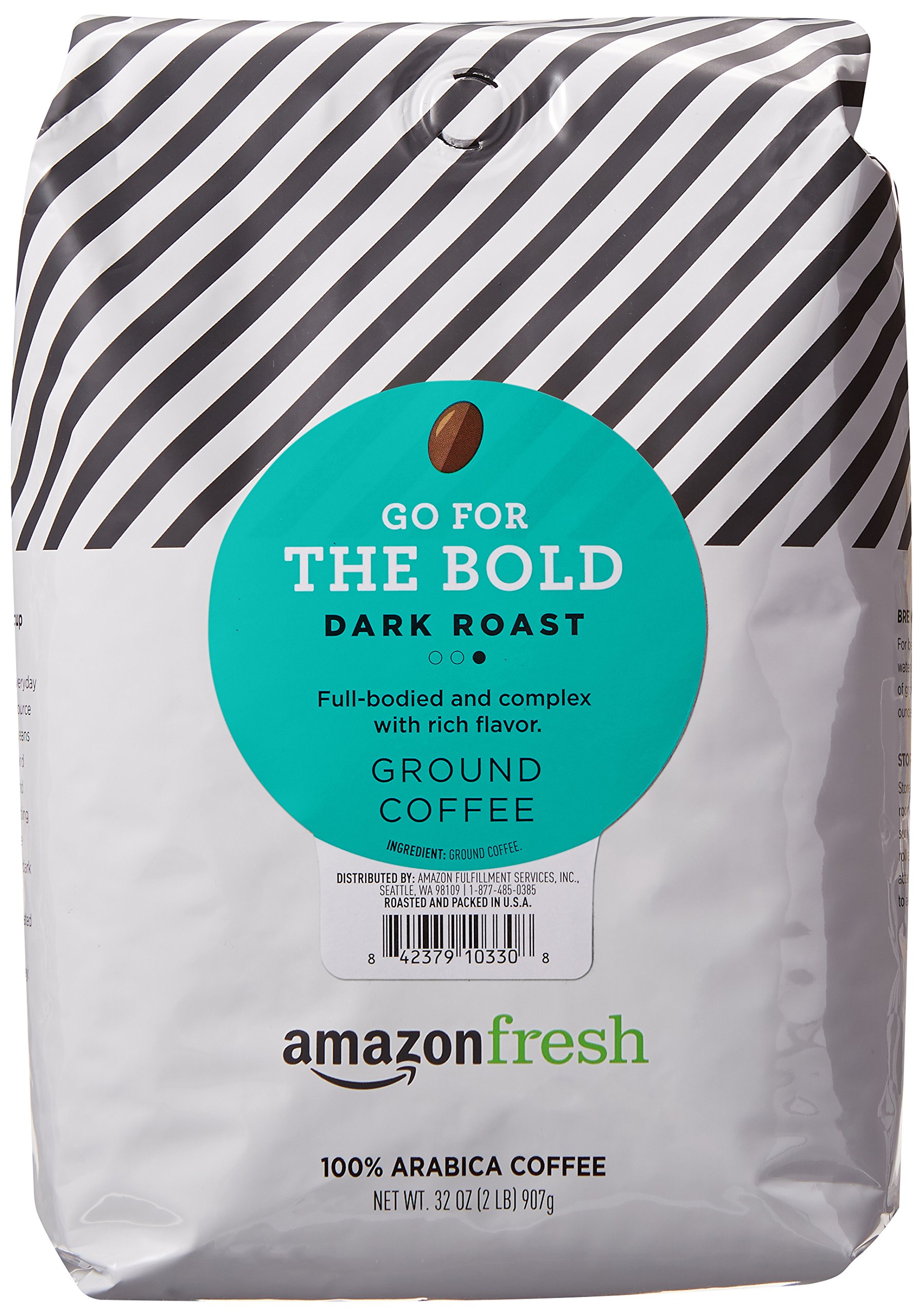 AmazonFresh Go For The Bold Ground Coffee, Dark Roast, 32 Ounce (Pack of 1) The Bold, Dark Roast 32 Ounce (Pack of 1)