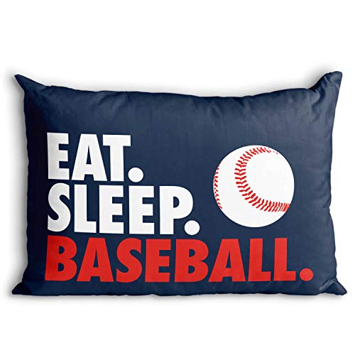 Book Cover Eat Sleep Baseball Pillowcase | Baseball Pillows by ChalkTalk Sports | Navy