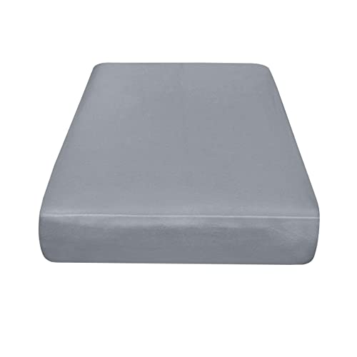 IDEAhome Jersey Knit Fitted Cot Sheet, Soft Material, Suitable for Bunk Beds, Camping, RVs, Folding Beds, Boys & Girls, 75" x 33" with 8" Pocket, Grey, 1 Pack
