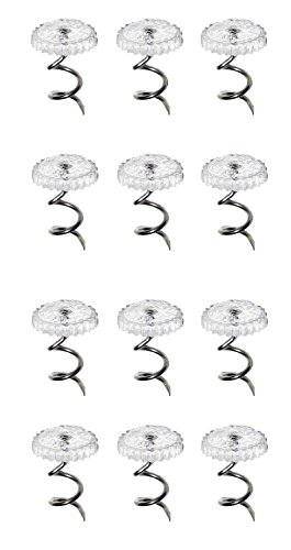 Bed N' Basics 12 Bedskirt Pins with Clear Heads - Twisty Fabric Pin to Hold Bed Skirts in Place - for Upholstery, Slip Covers and Other Materials