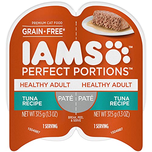 IAMS PERFECT PORTIONS Healthy Adult Grain Free* Wet Cat Food PatÃ©, Tuna Recipe, (24) 2.6 oz. Easy Peel Twin-Pack Trays