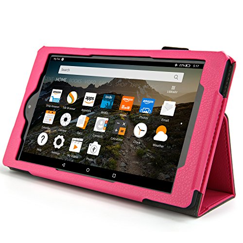 Case for All-New Fire HD 8 2017 - Premium Folio Case for All-New Fire HD 8 Tablet with Alexa 7th Generation (Hot Pink)