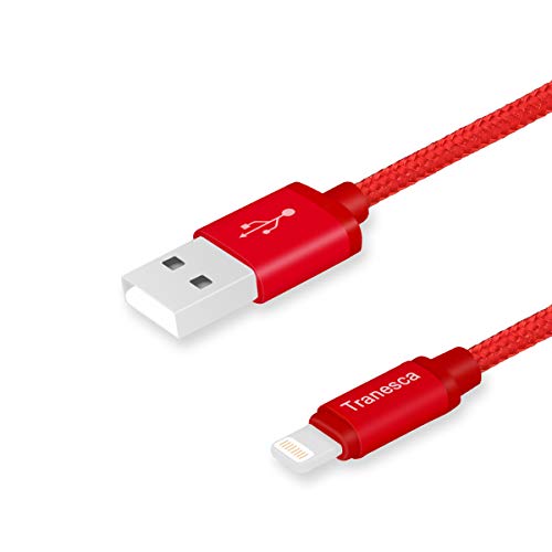 Tranesca Nylon Braided Apple Charging Cable for iPhone X,iPhone8,iPhone 7/7 Plus/iPhone 6/6s/iPad Air/iPad Pro and More-Red (6 Feet/1.8 Meter)