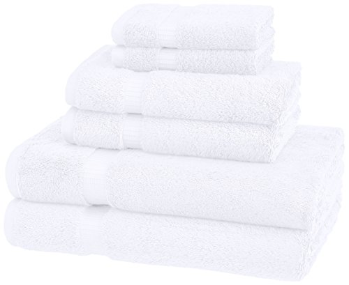 Book Cover Pinzon Organic Cotton Bathroom Towels, 6 Piece Set, White