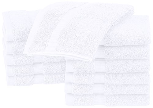 Book Cover Amazon Brand â€“ Pinzon Organic Cotton Bathroom Washcloths, Set of 12, White