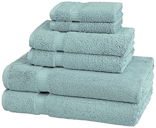 Book Cover Pinzon Organic Cotton Bathroom Towels, 6 Piece Set, Spa Blue