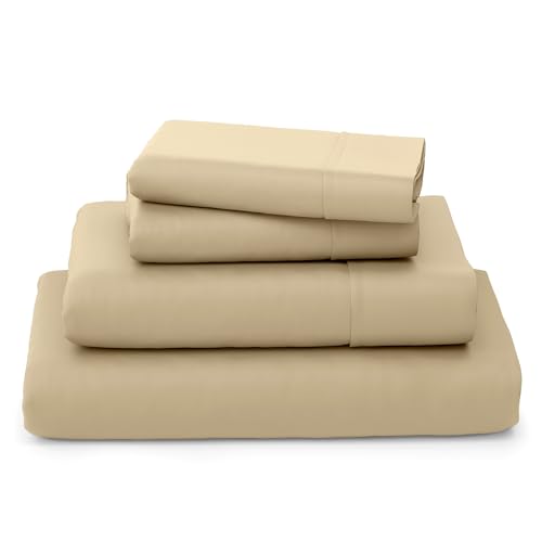 Cosy House Collection Luxury Bamboo Bed Sheet Set - Bedding Blend from Natural Bamboo Fiber - Resists Wrinkles - 4 Piece - 1 Fitted Sheet, 1 Flat, 2 Pillowcases - Queen, Tan
