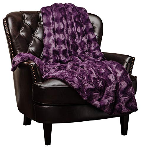 Book Cover Chanasya Fuzzy Faux Fur Soft Wave Embossed Throw Blanket - Cozy and Warm Lightweight Reversible Sherpa for Couch, Home, Living Room, and Bedroom DÃ©cor (50x65 Inches) Purple