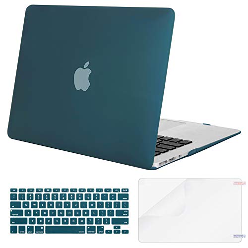 Book Cover MOSISO Plastic Hard Shell Case & Keyboard Cover & Screen Protector Only Compatible with MacBook Air 13 Inch (Models: A1369 & A1466, Older Version 2010-2017 Release), Deep Teal
