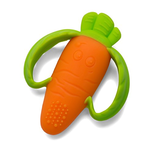 Book Cover Infantino Lil' Nibble Teethers Carrot - Christmas Gift for Sensory Exploration and Teething Relief, Silicone Soft-Textured teether for Sensory Exploration and Teething Relief, Easy to Hold Handles