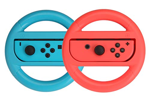 Book Cover Amazon Basics Steering Wheel Controller for Nintendo Switch - Set of 2, Blue And Red