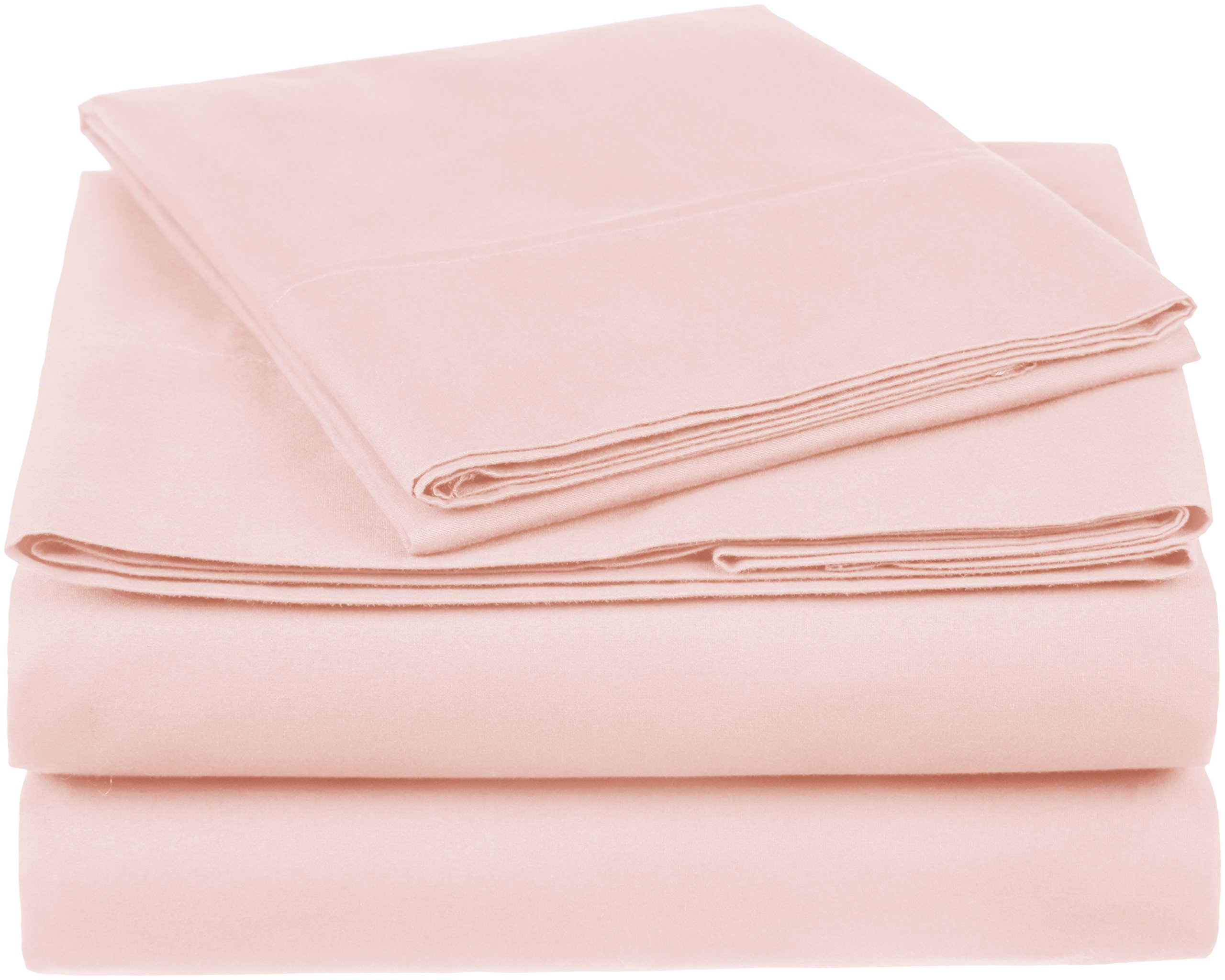 Book Cover Pinzon 300 Thread Count Organic Cotton Bed Sheet Set - Twin XL, Blush Pink