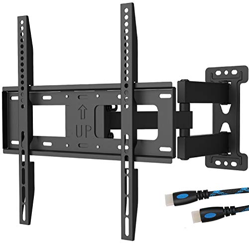 WALI TV Wall Mount Bracket Full Motion Articulating Extend Arm for Most 23-55 inches LED, LCD, OLED Flat Screen TVs up to 99lbs VESA 400x400mm with Tilting for Display (FTM-1), Black