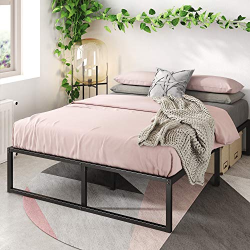 Book Cover Zinus Lorelai 14 Inch Metal Platform Bed Frame / Steel Slat Support / No Box Spring Needed / Underbed Storage Space / Easy Assembly, Queen