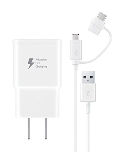 Book Cover Samsung EP-DG930DWBNDL MicroUSB / USB-C Fast Charge Wall Charger - White - Retail Packaging