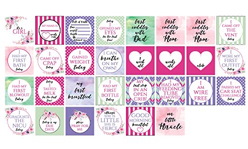 Girl Preemie NICU Milestone Cards