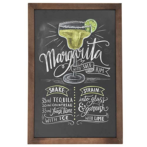Vintage Wall Mounted Brown Wood Framed Chalkboard Sign / Retail & Cafe Menu Board - 36 x 24
