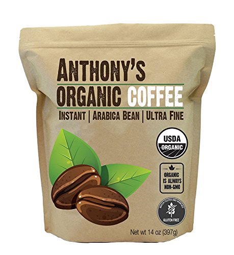 Book Cover Anthony's Organic Instant Coffee,14oz, Ultra Fine Microground, Gluten Free, Arabica, Non GMO