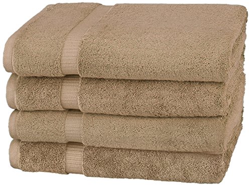 Amazon Basics Pinzon Organic Cotton Bath Towels (4 Pack), Latte
