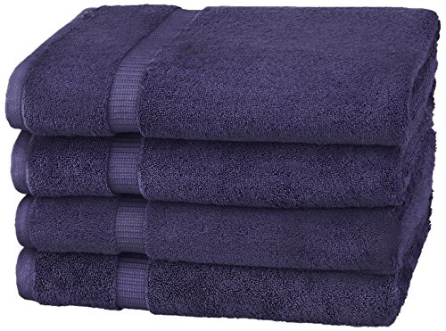 Amazon Brand – Pinzon Organic Cotton Bath Towel, Set of 4, Navy Blue