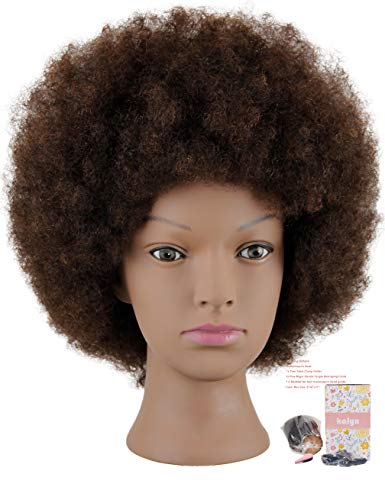 Book Cover Kalyx Mannequin Head African American with 100% Human Hair Cosmetology Afro Hair Manikin Head for Practice Styling Braiding