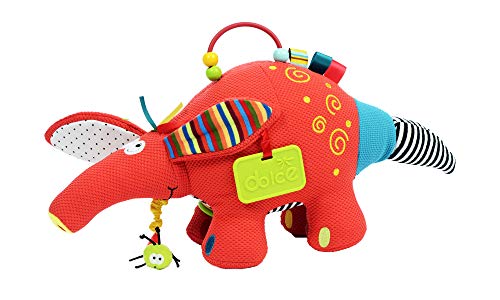 Dolce Play and Learn Aardvark Interactive Stuffed Animal Plush Toy 14 inch, Educational Vibrating Sensory Gift for Kids