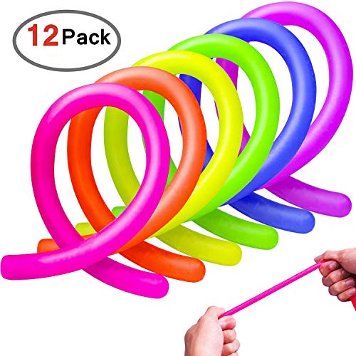 Book Cover Homder 12 Pack Colorful Sensory Fidget Stretch Toys Helps Reduce Fidgeting Due to Stress and Anxiety for ADD, ADHD, Autism(6 Colors)