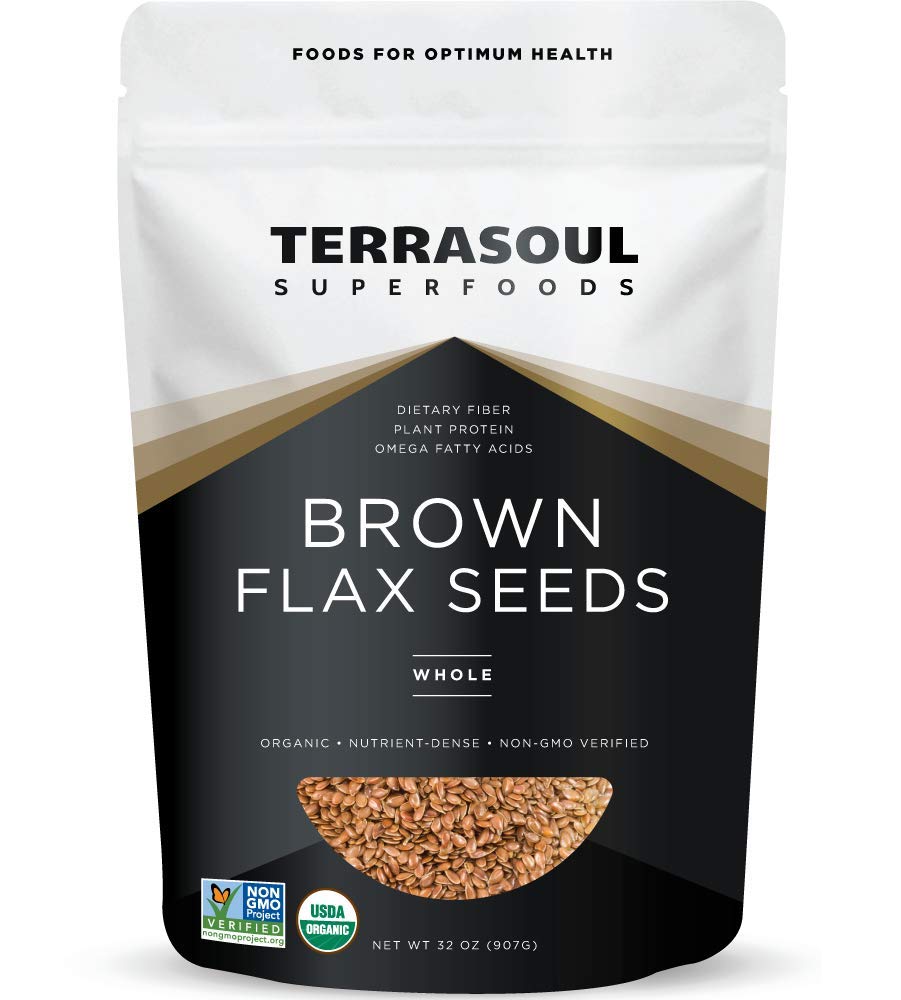 Book Cover Terrasoul Superfoods Organic Brown Flax Seeds, 2 Pound Flax 2 Pound (Pack of 1)