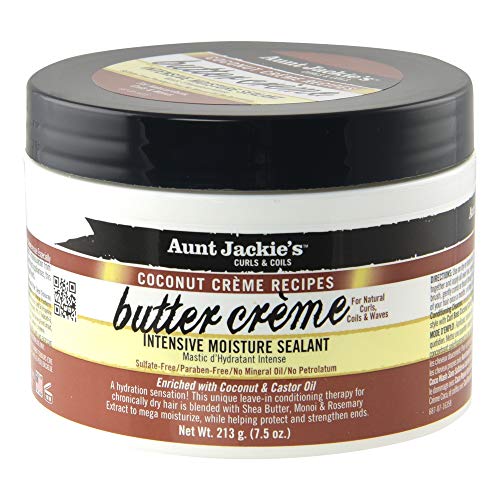 Aunt Jackie's Coconut CrÃ¨me Recipes Butter CrÃ¨me, Intensive Hair Moisture Sealant, Lightweight Leave-in Moisture Treatment, Great for All Hair Types, 7.5 Ounce Jar