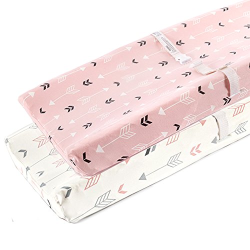 Book Cover Stretchy Changing Pad Covers-BROLEX 2 Pack Jersey Knit Change Pad Covers for Girls Boys,Pink & White Arrow