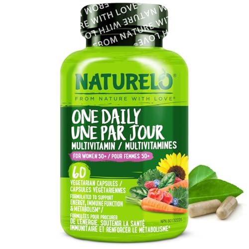 NATURELO One Daily Multivitamin for Women 50+ (Iron Free) - Menopause Support for Women Over 50 - Whole Food Supplement - Non-GMO - No Soy - 60 Capsules - 2 Month Supply