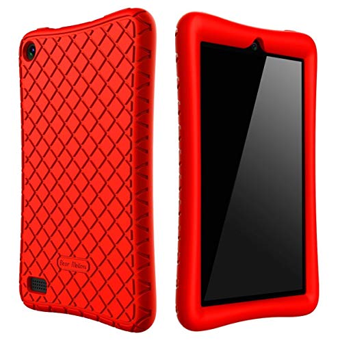 Bear Motion Case for All-New Fire 7 Tablet with Alexa - Anti Slip Shockproof Light Weight Kids Friendly Protective Case for Amazon Kindle Fire 7 2017 (ONLY for 7th Generation 2017 Model) (Red)