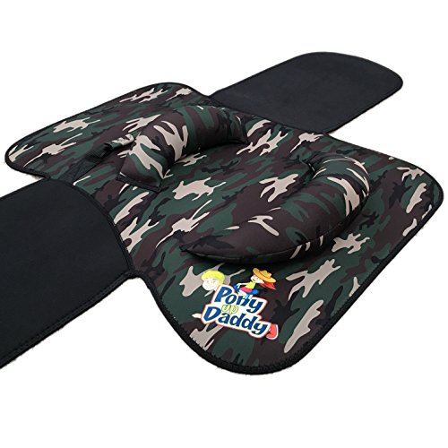Pony Up Daddy - Neoprene Parent Saddle with Easy Close Strap - Features Padded Seat and Grab Handle for Safe and Comfortable Play Pony Rides - Fits Up to 50" Chest Size - Captain Camoflague