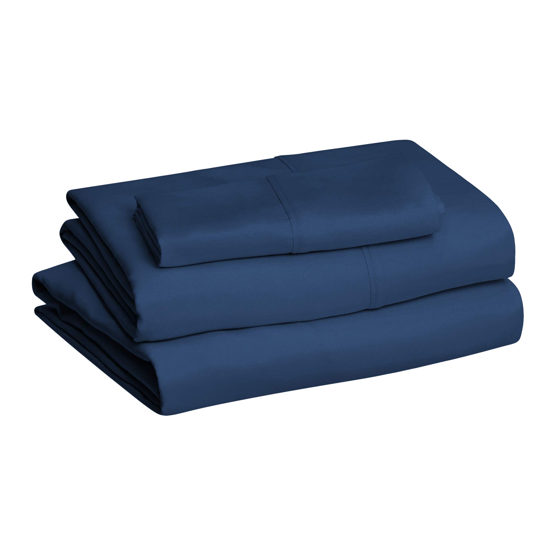 Book Cover Amazon Basics Lightweight Soft Microfiber Sheet Set with 14-Inch Deep Pockets - Twin, Navy Blue, 4-Pack Twin 4-Pack Navy Blue