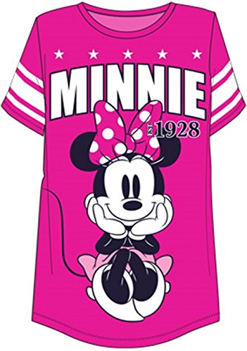 Disney Adult Junior Fashion Football Tee Minnie Mouse 28 Pink