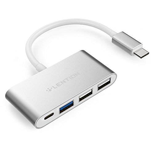 LENTION 4-in-1 USB-C Hub with Type C, USB 3.0, USB 2.0 Compatible MacBook Air 2018 2019, MacBook Pro 13/15 (Thunderbolt 3), ChromeBook, More, Multiport Charging & Connecting Adapter (Silver)